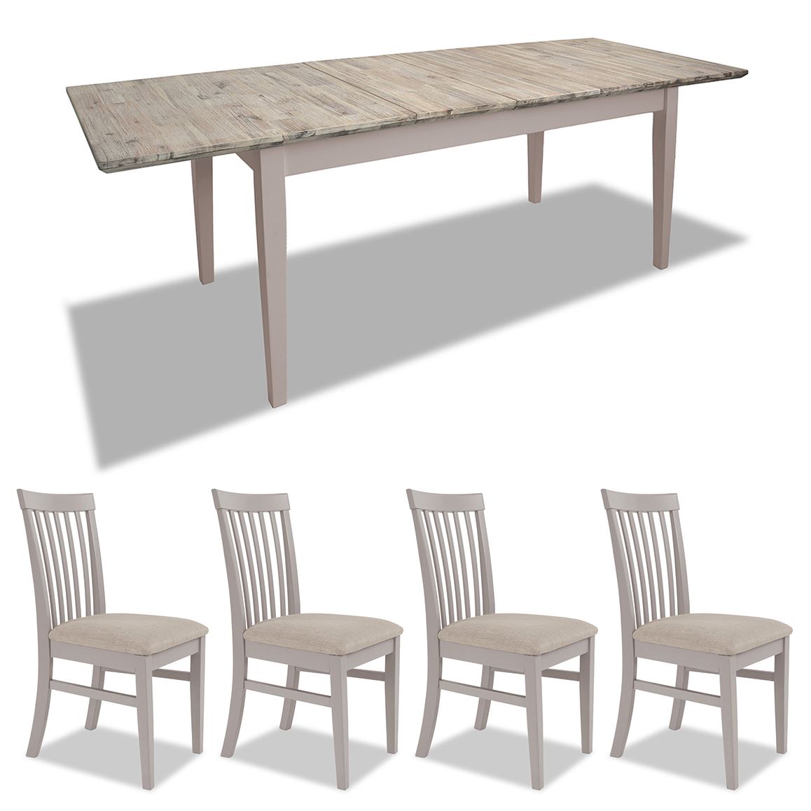 Extending Dining Table +4 Chairs Rectangular Center Extension FLORENCE furniture - Picture 92 of 152