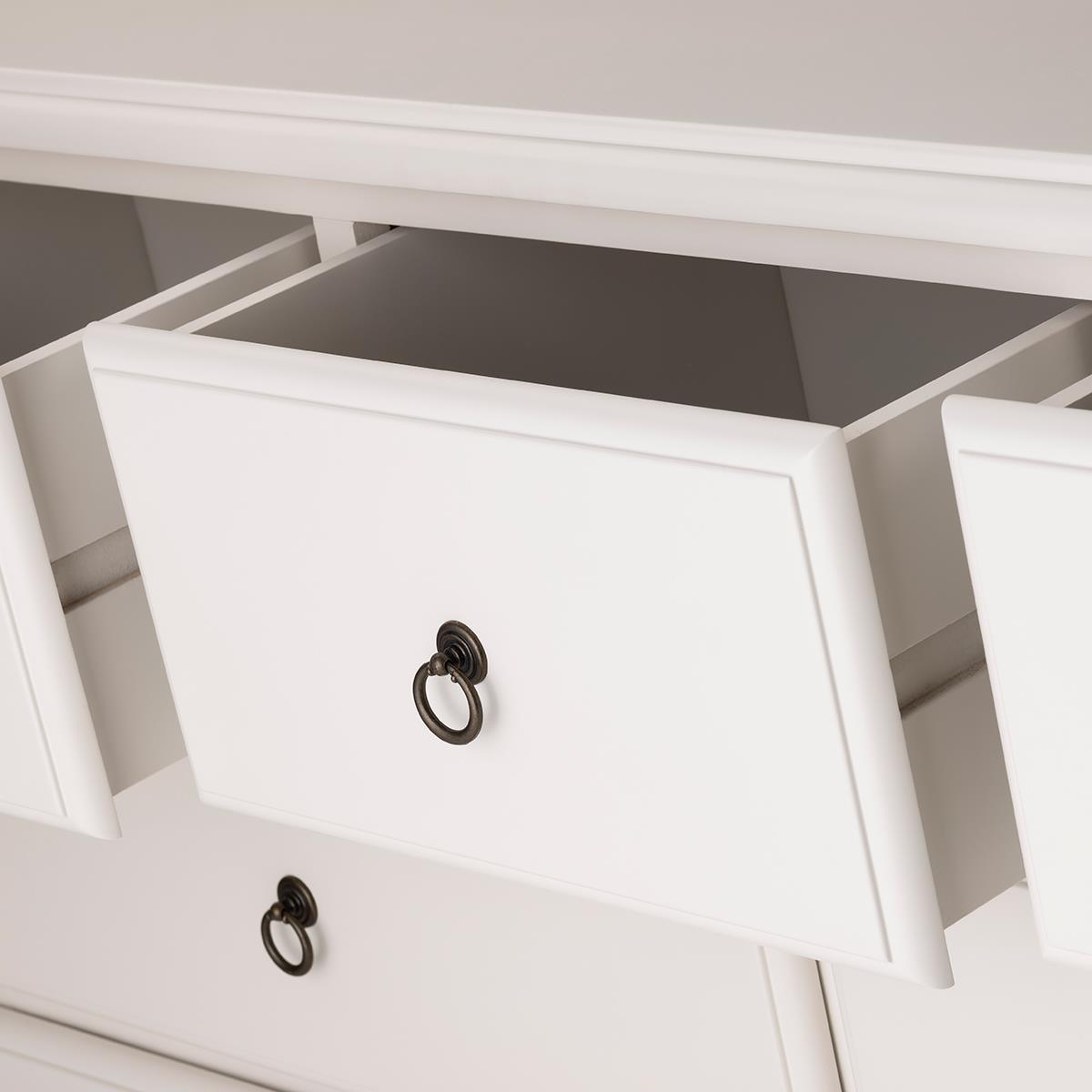 Large White Chest of Drawers 7 Deep Drawer Chest Bedroom Furniture ROMANCE - Picture 10 of 15