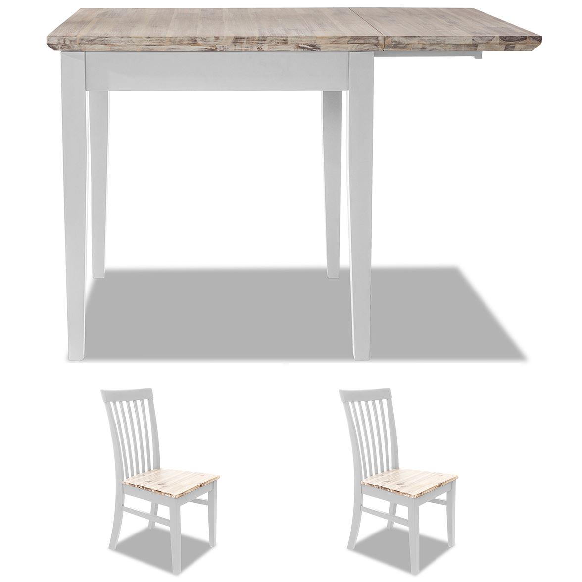 Extending Kitchen Table Set, Small Drop Leaf Table & 2 Chairs Set WoodenFLORENCE - Picture 10 of 34
