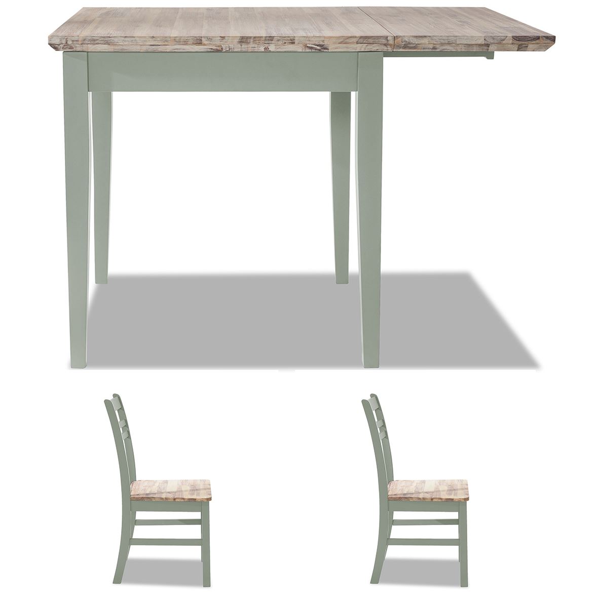 Extending Kitchen Table Set, Small Drop Leaf Table & 2 Chairs Set WoodenFLORENCE - Picture 32 of 34