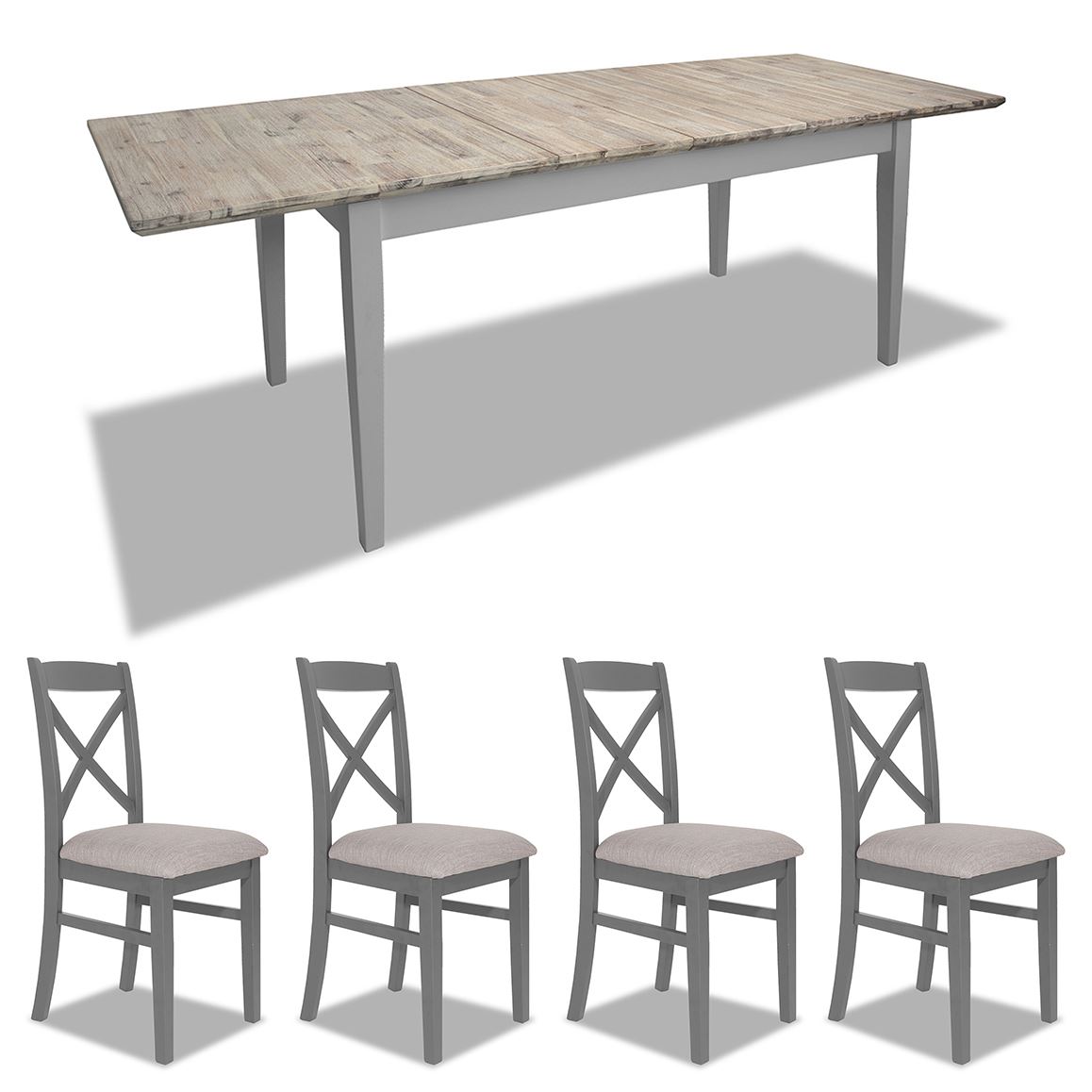 Extending Dining Table +4 Chairs Rectangular Center Extension FLORENCE furniture - Picture 75 of 152
