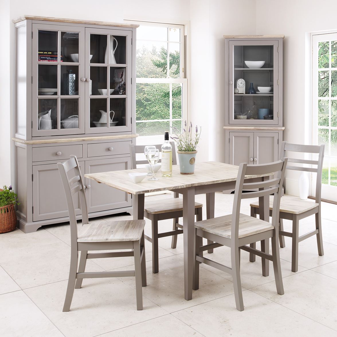 Extending Kitchen Table Set, Small Drop Leaf Table & 2 Chairs Set WoodenFLORENCE - Picture 13 of 34