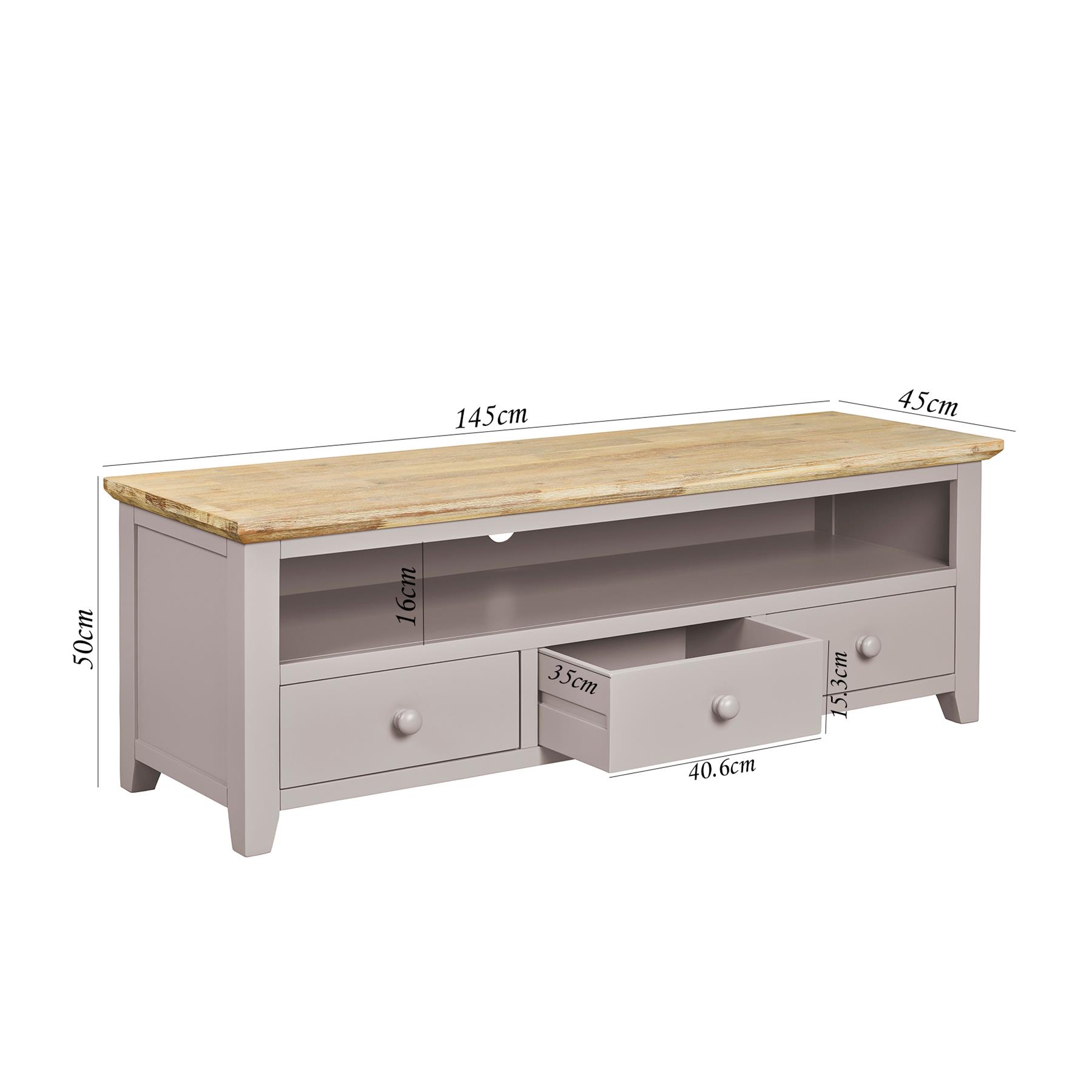 Florence Large TV Unit TV Stand with 3 Drawers and Shelf ,W145cm Fully Assembled - Picture 40 of 57
