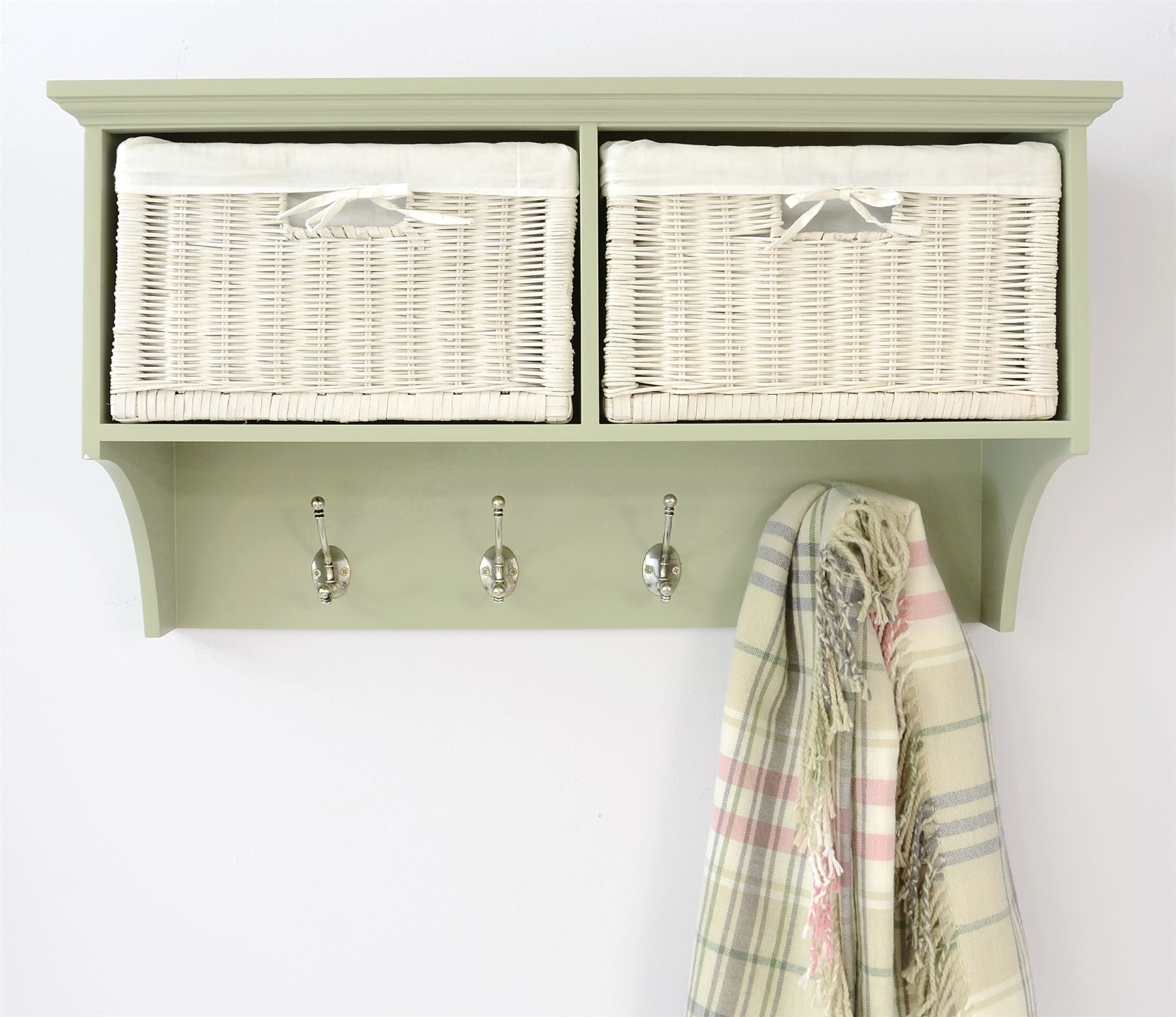 Tetbury coat rack, hanging shelf with 2 storage baskets. 4 colours