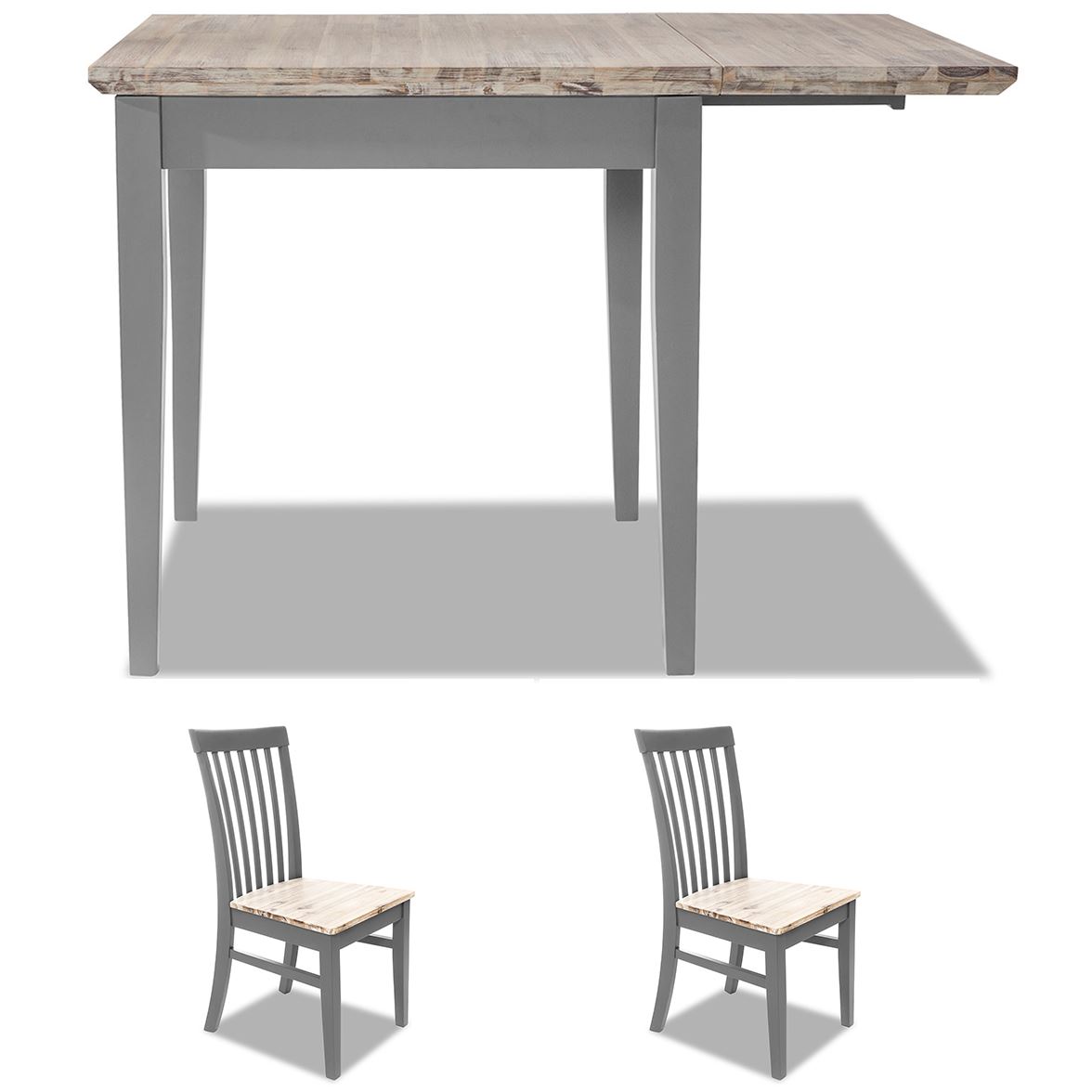 Extending Kitchen Table Set, Small Drop Leaf Table & 2 Chairs Set WoodenFLORENCE - Picture 16 of 34