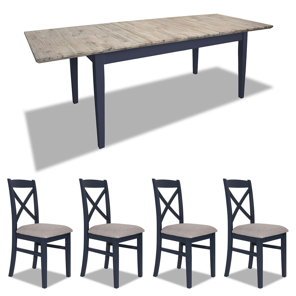 Extending Dining Table +4 Chairs Rectangular Center Extension FLORENCE furniture - Picture 145 of 152