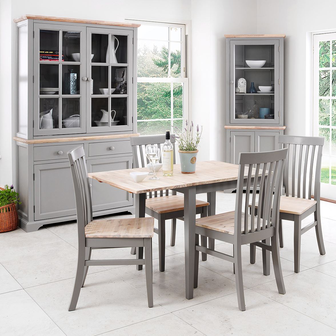 Extending Kitchen Table Set, Small Drop Leaf Table & 2 Chairs Set WoodenFLORENCE - Picture 17 of 34