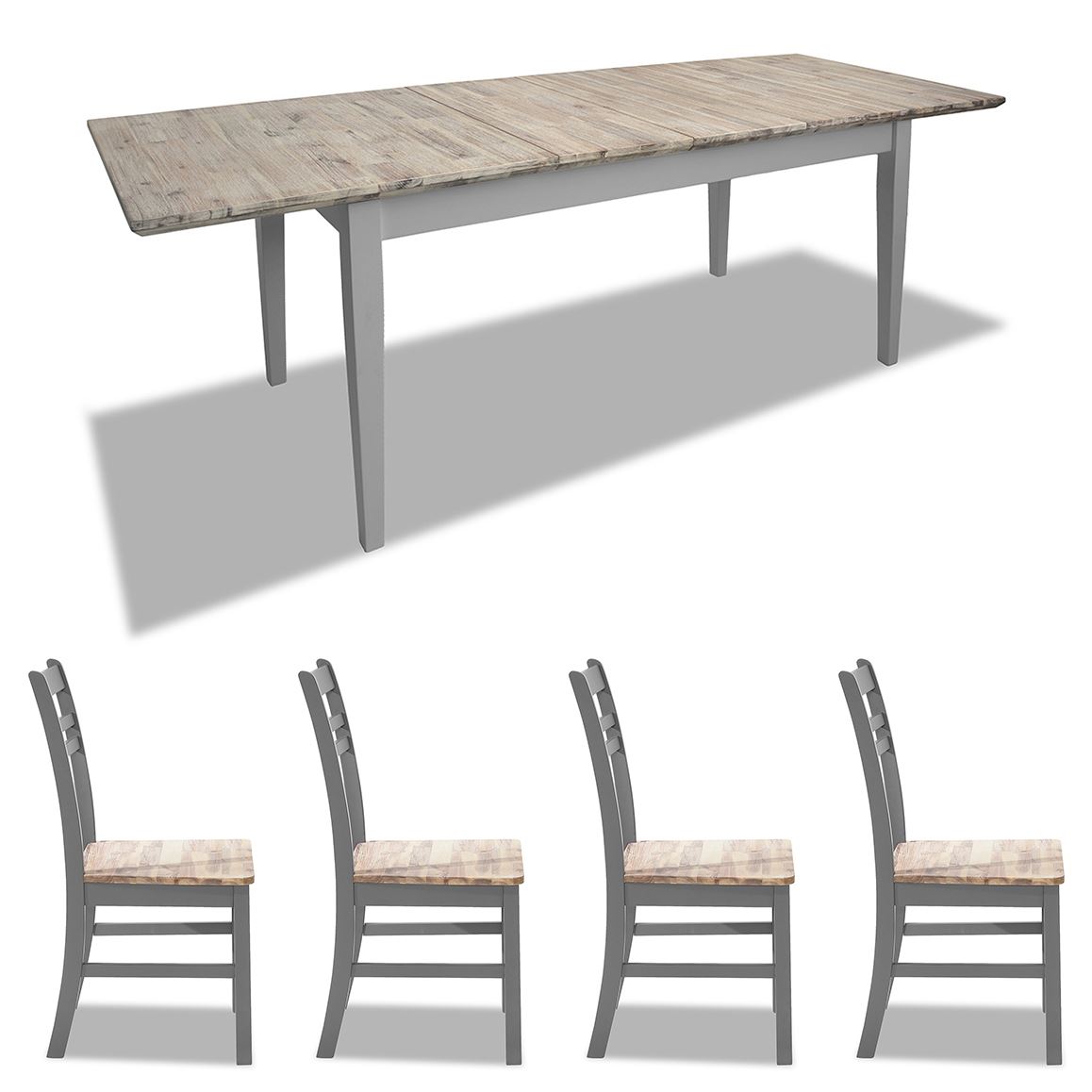 Extending Dining Table +4 Chairs Rectangular Center Extension FLORENCE furniture - Picture 48 of 152