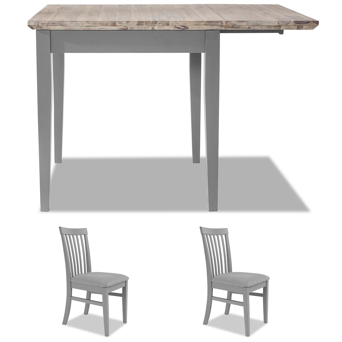 Extending Kitchen Table Set, Small Drop Leaf Table & 2 Chairs Set WoodenFLORENCE - Picture 14 of 34