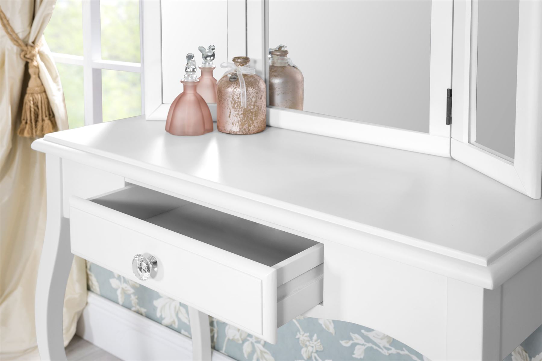 White Dressing Table French Vanity Table with Drawer Bedroom Furniture ROMANCE - Picture 12 of 12