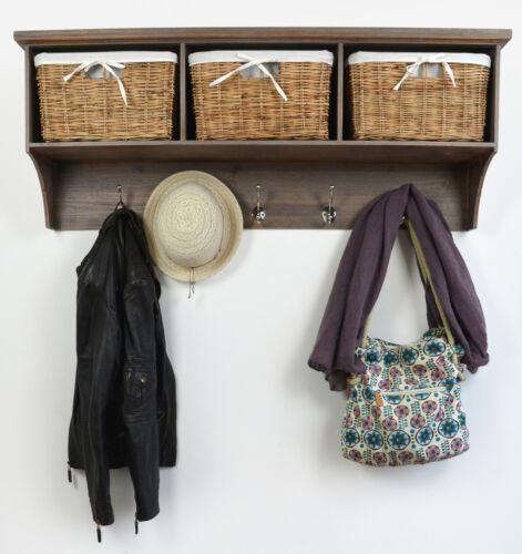 Entryway Storage Bench Hanging Shelf Coat Rack Wooden Hallway Furniture TETBURY - Picture 10 of 20
