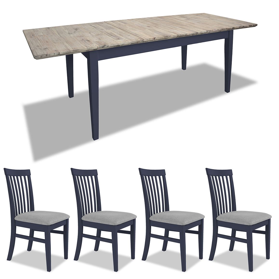 Extending Dining Table +4 Chairs Rectangular Center Extension FLORENCE furniture - Picture 127 of 152