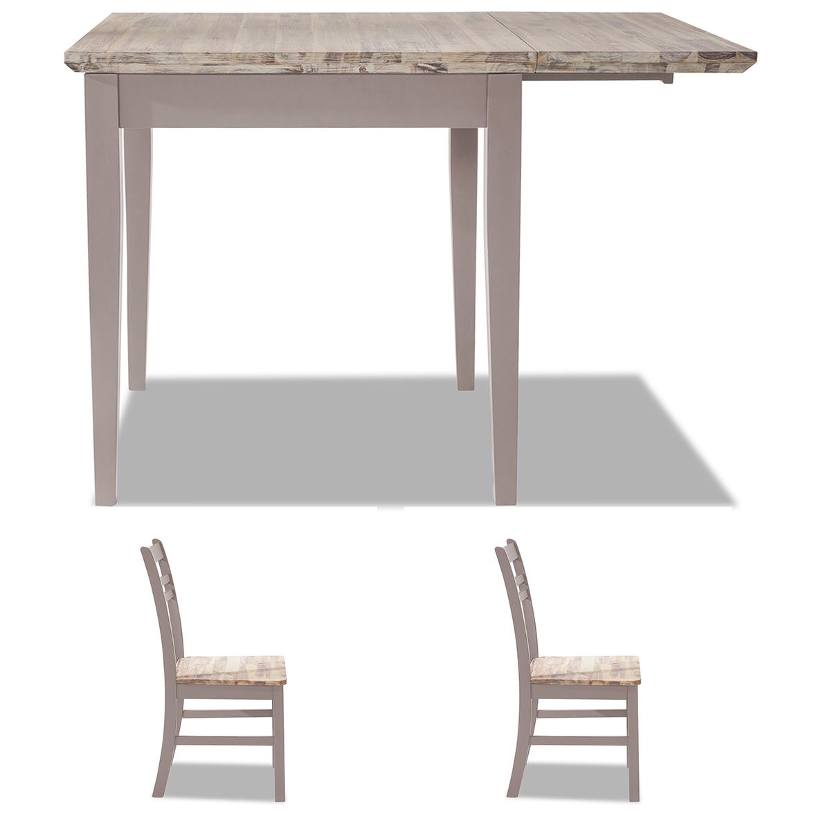 Extending Kitchen Table Set, Small Drop Leaf Table & 2 Chairs Set WoodenFLORENCE - Picture 18 of 34