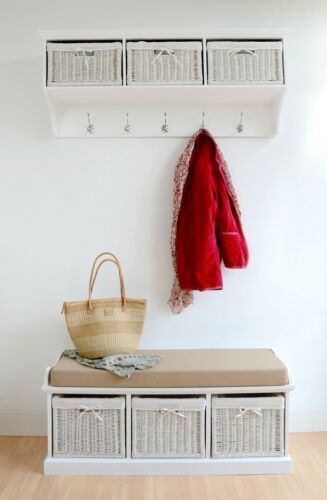 Tetbury Bench with 3 Storage Baskets. Sturdy hallway bench with cushion seat. - Picture 20 of 24