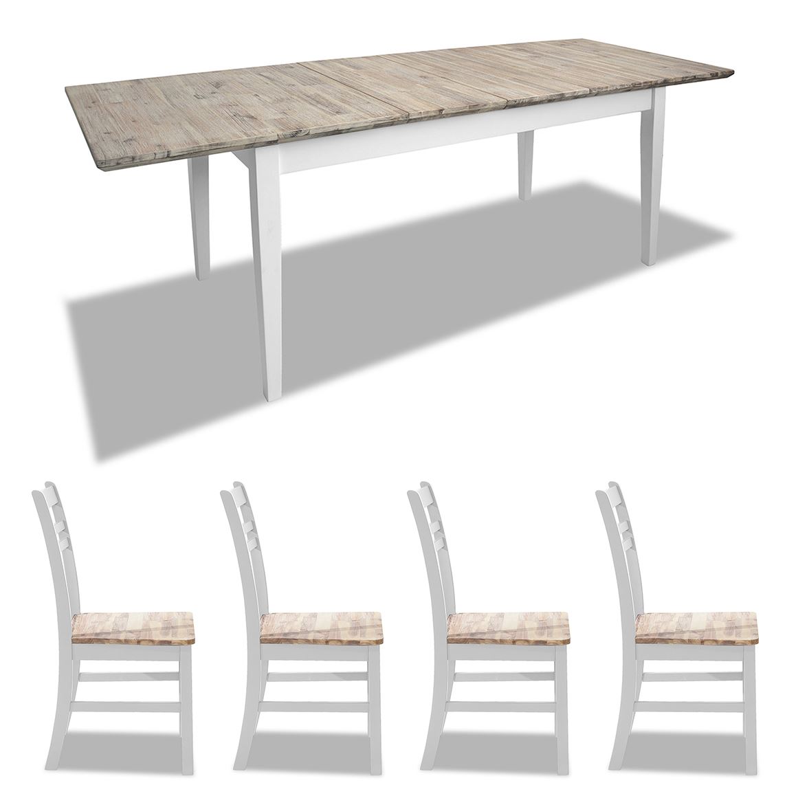 Extending Dining Table +4 Chairs Rectangular Center Extension FLORENCE furniture - Picture 13 of 152