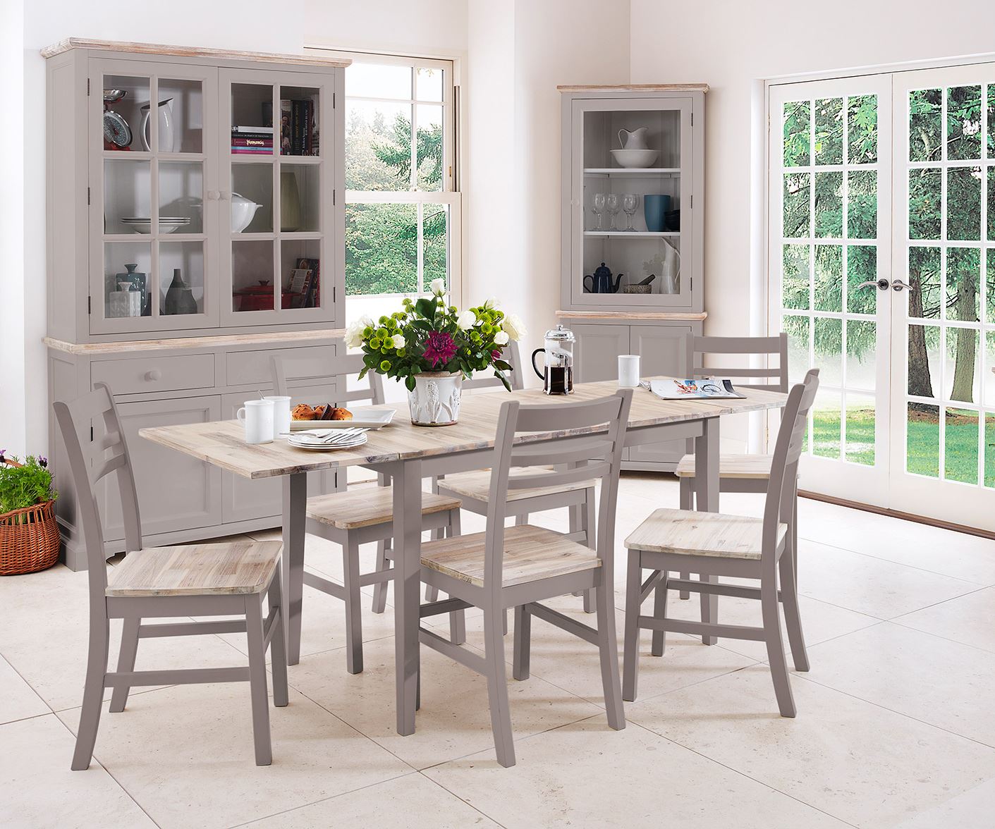 Extending Dining Table +4 Chairs Rectangular Center Extension FLORENCE furniture - Picture 84 of 152