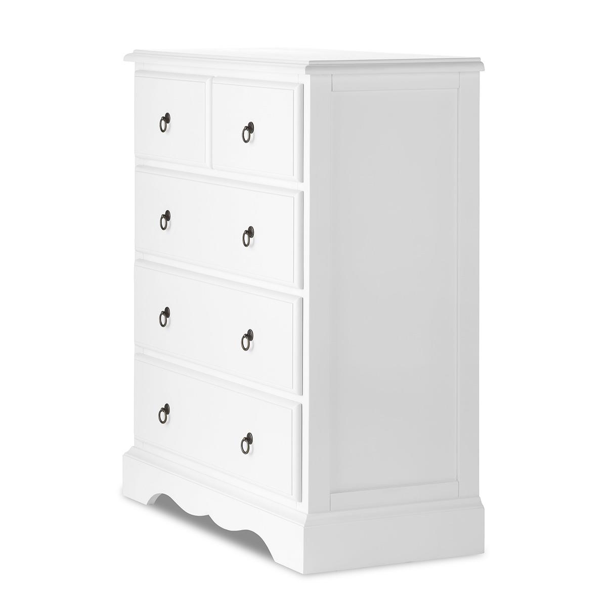 Large White Chest of Drawers 2 Over 3 Chest French ROMANCE Bedroom Furniture - Picture 9 of 12
