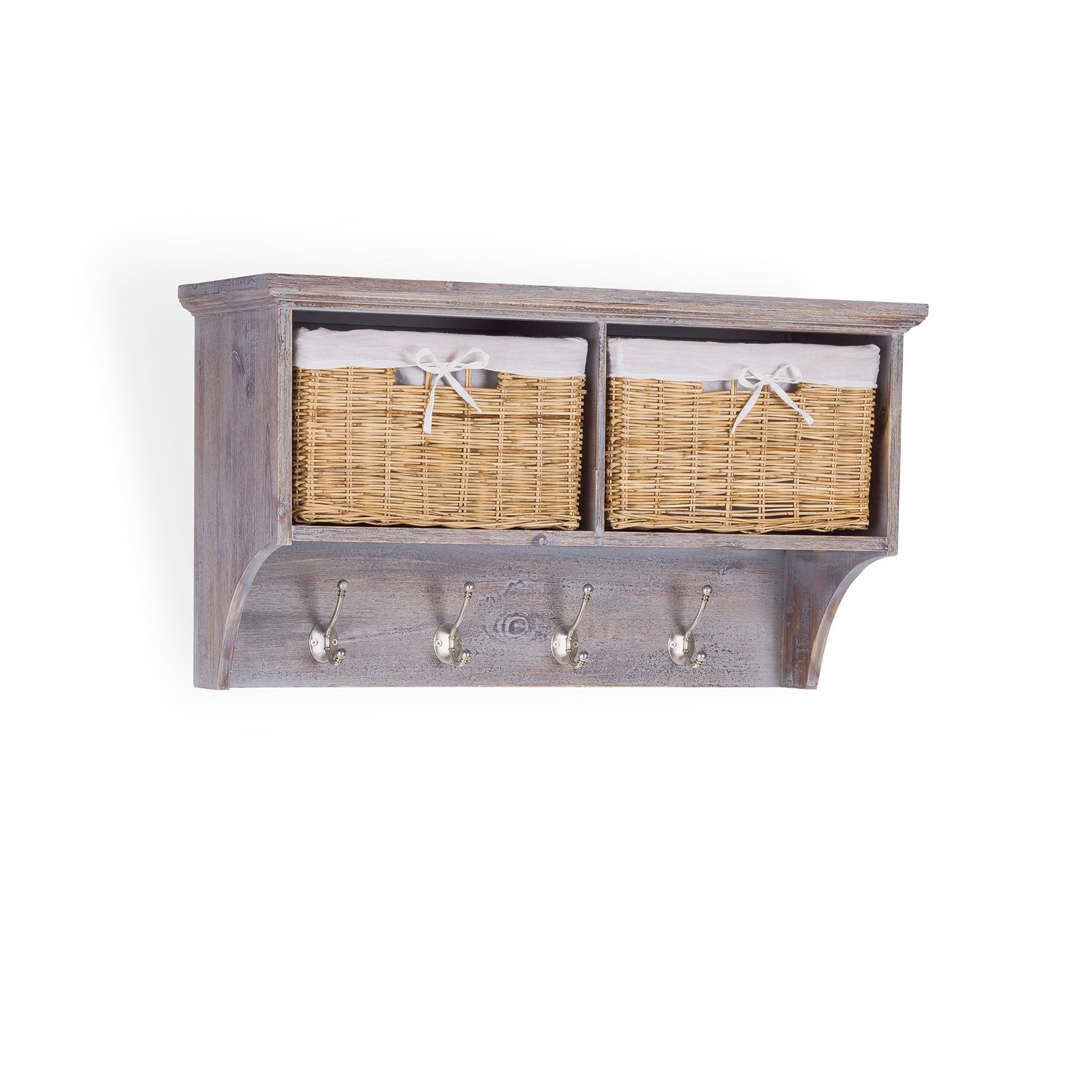 Entryway Storage Bench Hanging Shelf Coat Rack Wooden Hallway Furniture TETBURY - Picture 20 of 20