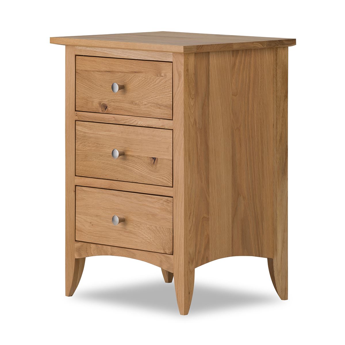 Edward Hopper OAK bedside table. Bedside with 3 drawers & metal