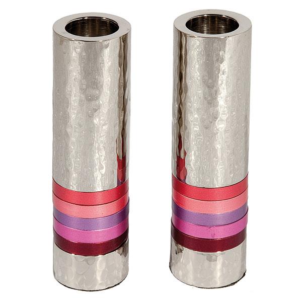 Yair Emanuel Matching Pair of Aluminium Candlesticks 10cm Shabbat Jewish