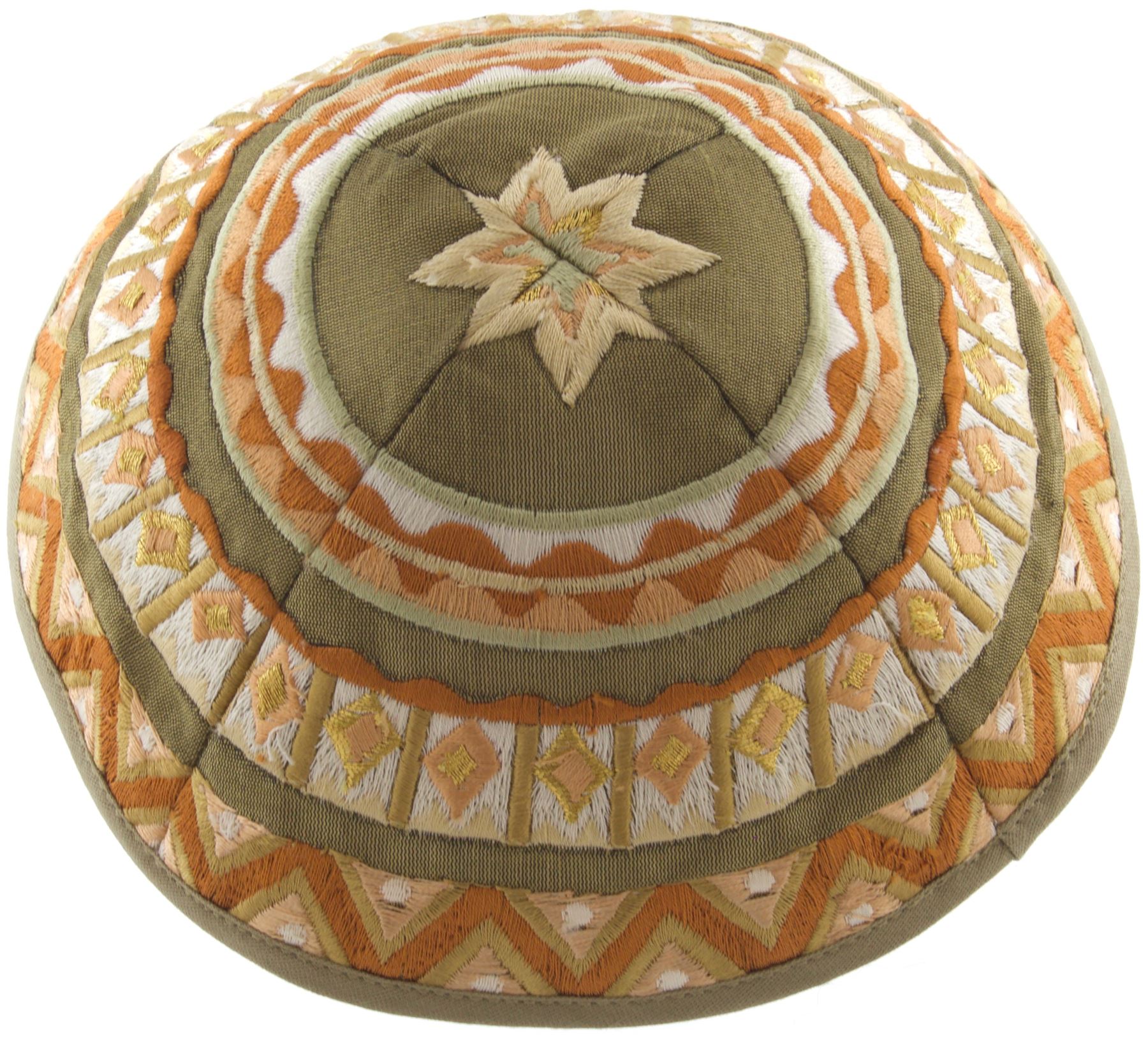 Yair Emanuel Raw Silk and Cotton Kippah With Abstract Pattern Jewish Yarmulkes