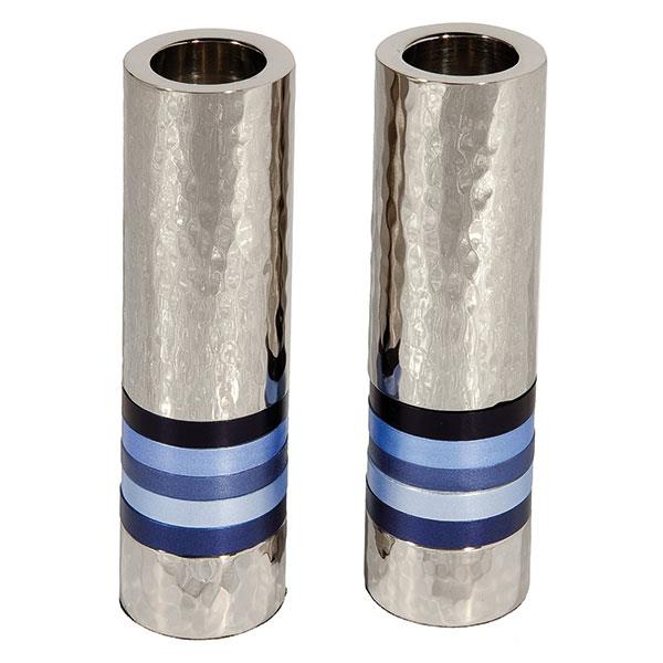 Yair Emanuel Matching Pair of Aluminium Candlesticks 10cm Shabbat Jewish