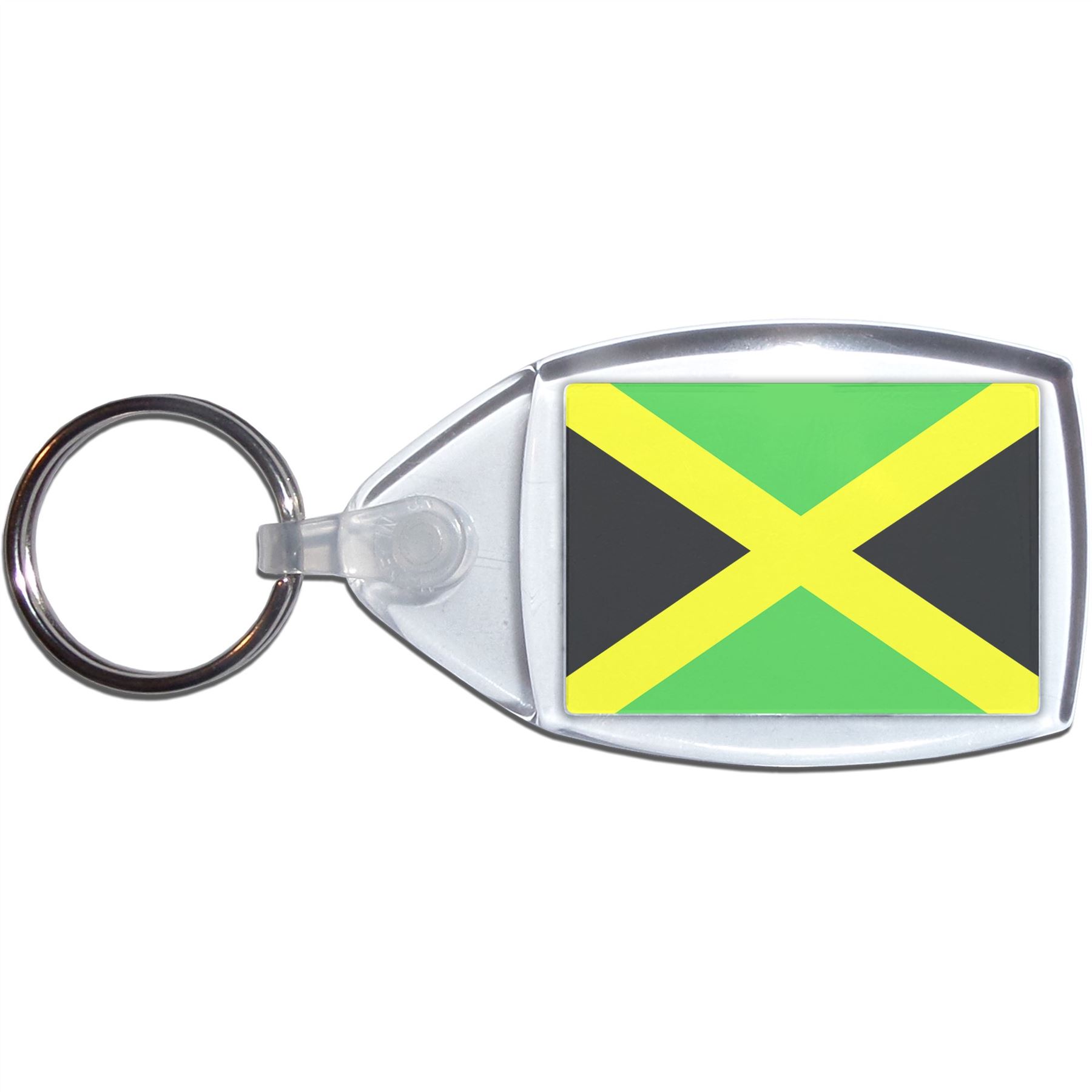 Jamaica Flag Clear Plastic Key Ring (S, M or L) - Picture 7 of 8