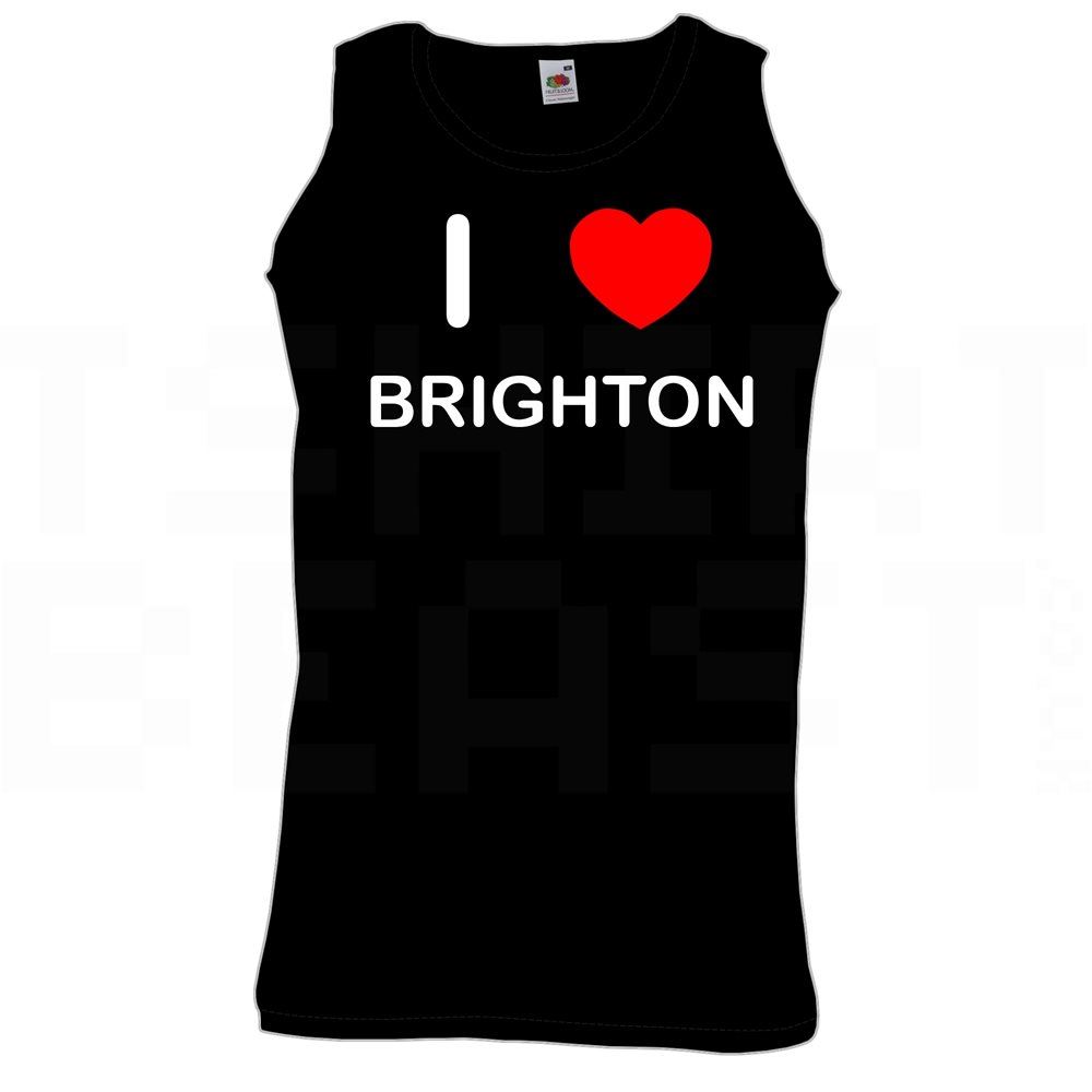 Brighton I Love Heart Vest Adult Crew Neck Athletic Gym Vest - Picture 9 of 18