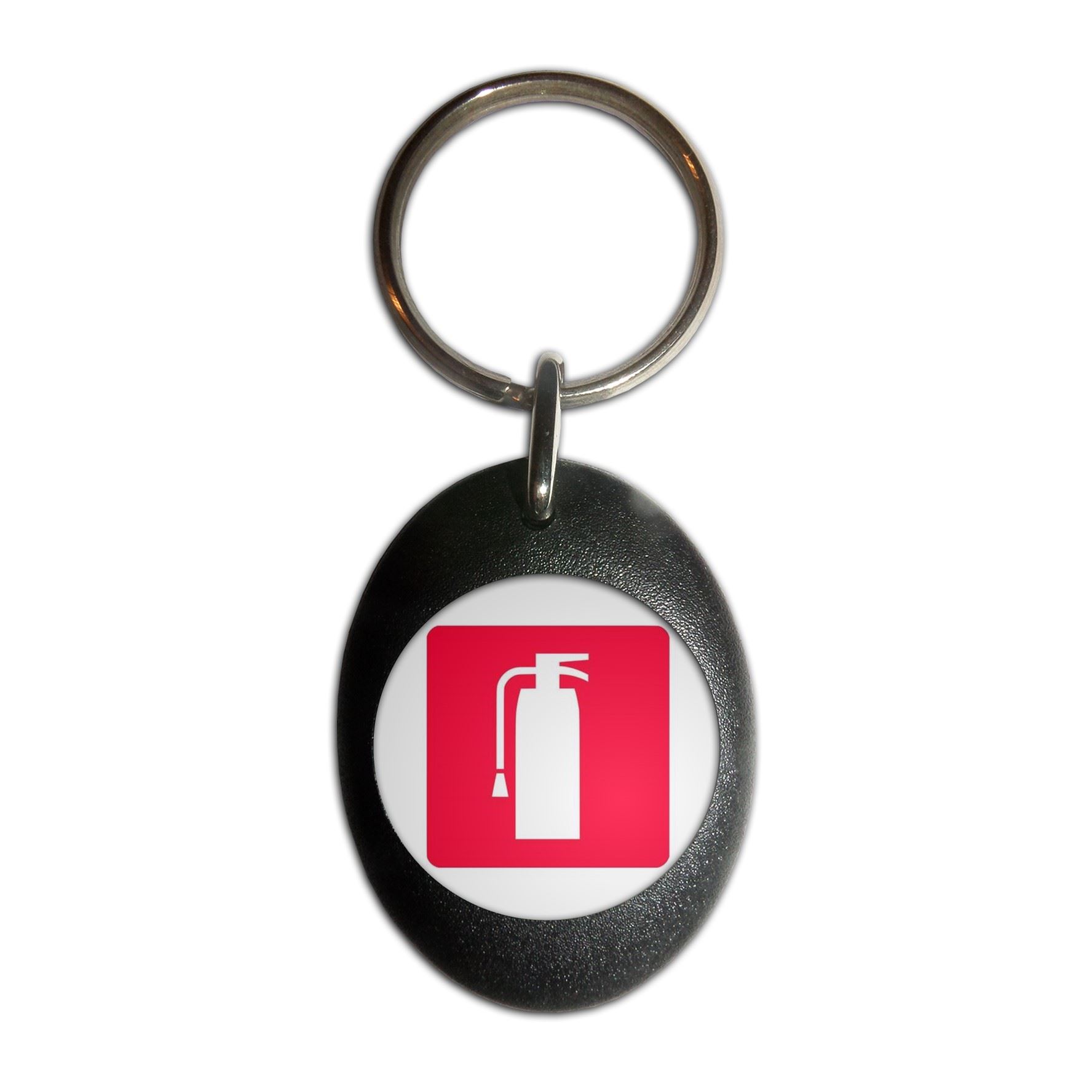 Fire Extinguisher Plastic Oval Key Ring (43mm x 32.5mm)