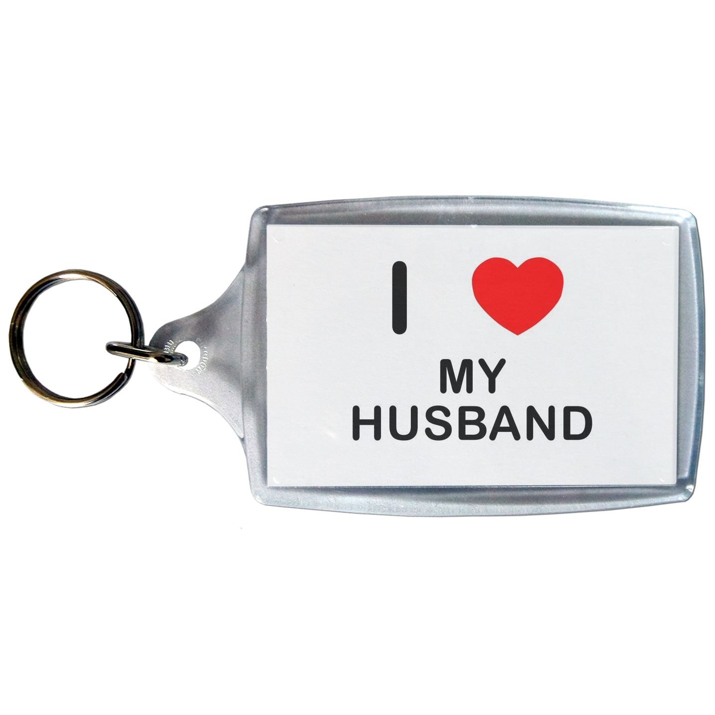 My Husband I Love Heart Clear Plastic Key Ring (S, M or L) - Picture 3 of 8