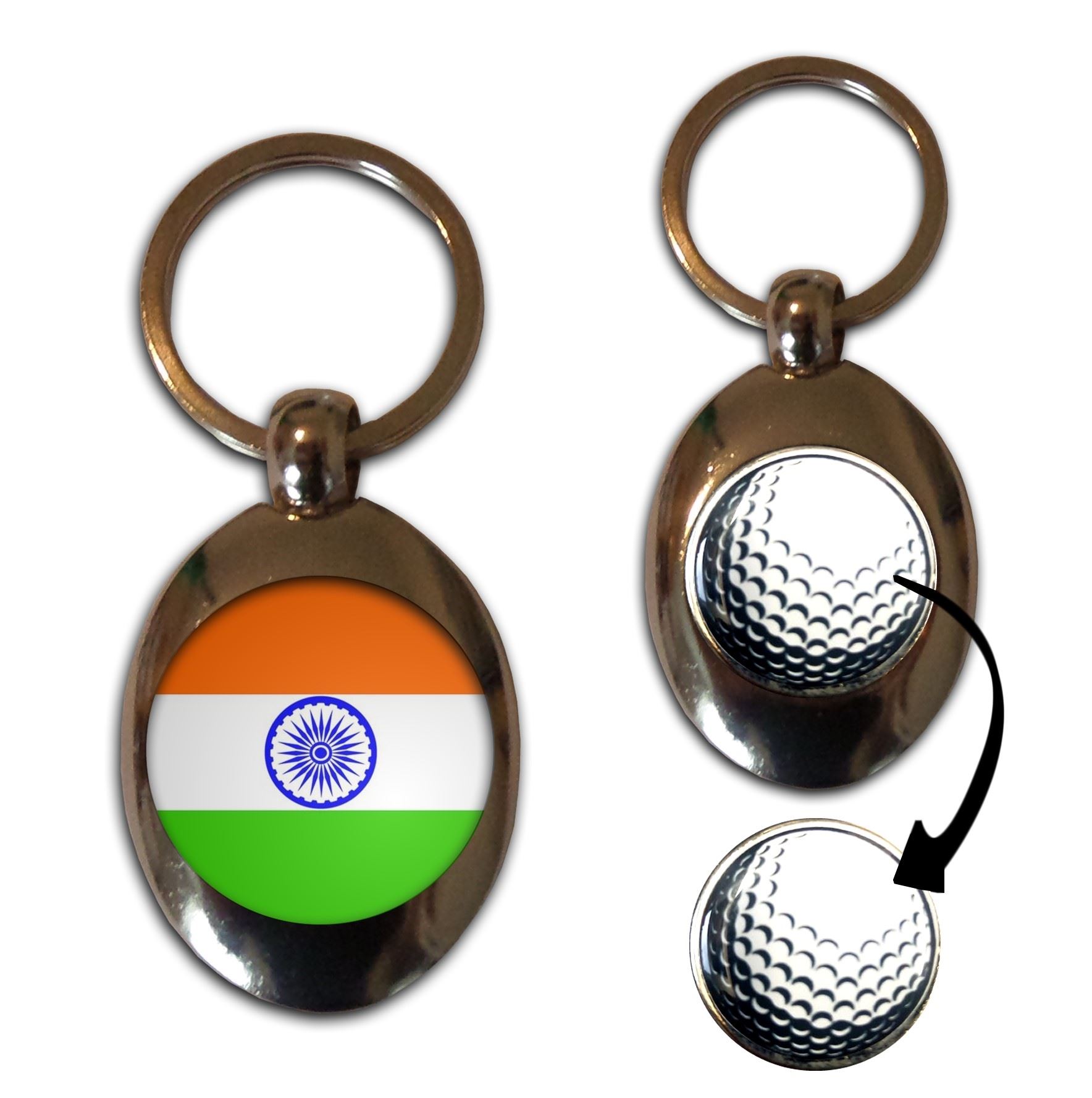 Schlüsselanhänger Indien Flagge Golfball Markierung (43 mm x 33 mm) - Bild 9 von 12