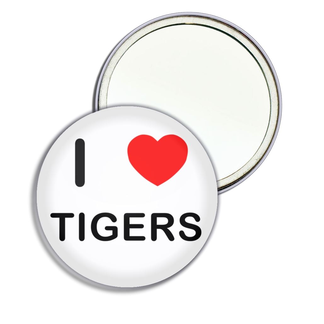 Tigers I Love Heart Round Mirror Pocket Compact (55mm or 77mm) - Picture 5 of 6