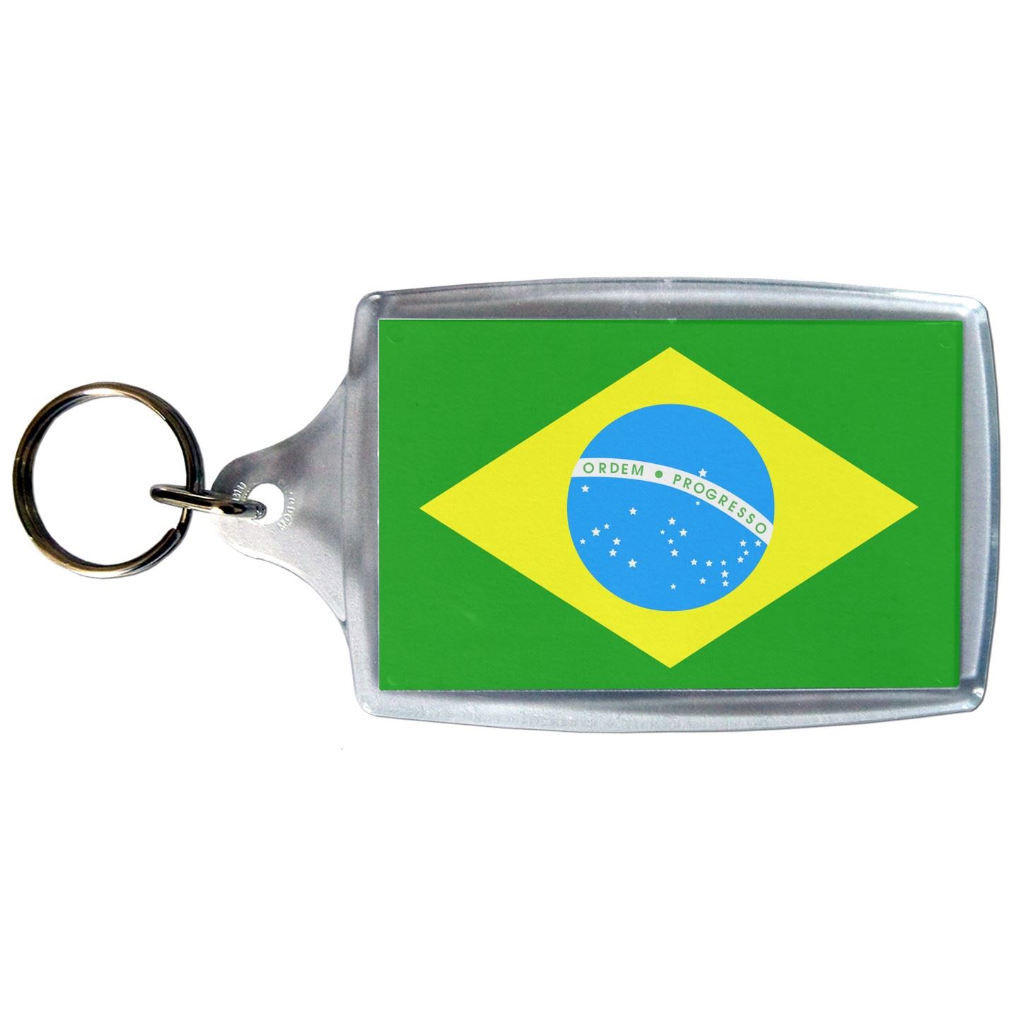 Brazil Flag Clear Plastic Key Ring (S, M or L) - Picture 3 of 8