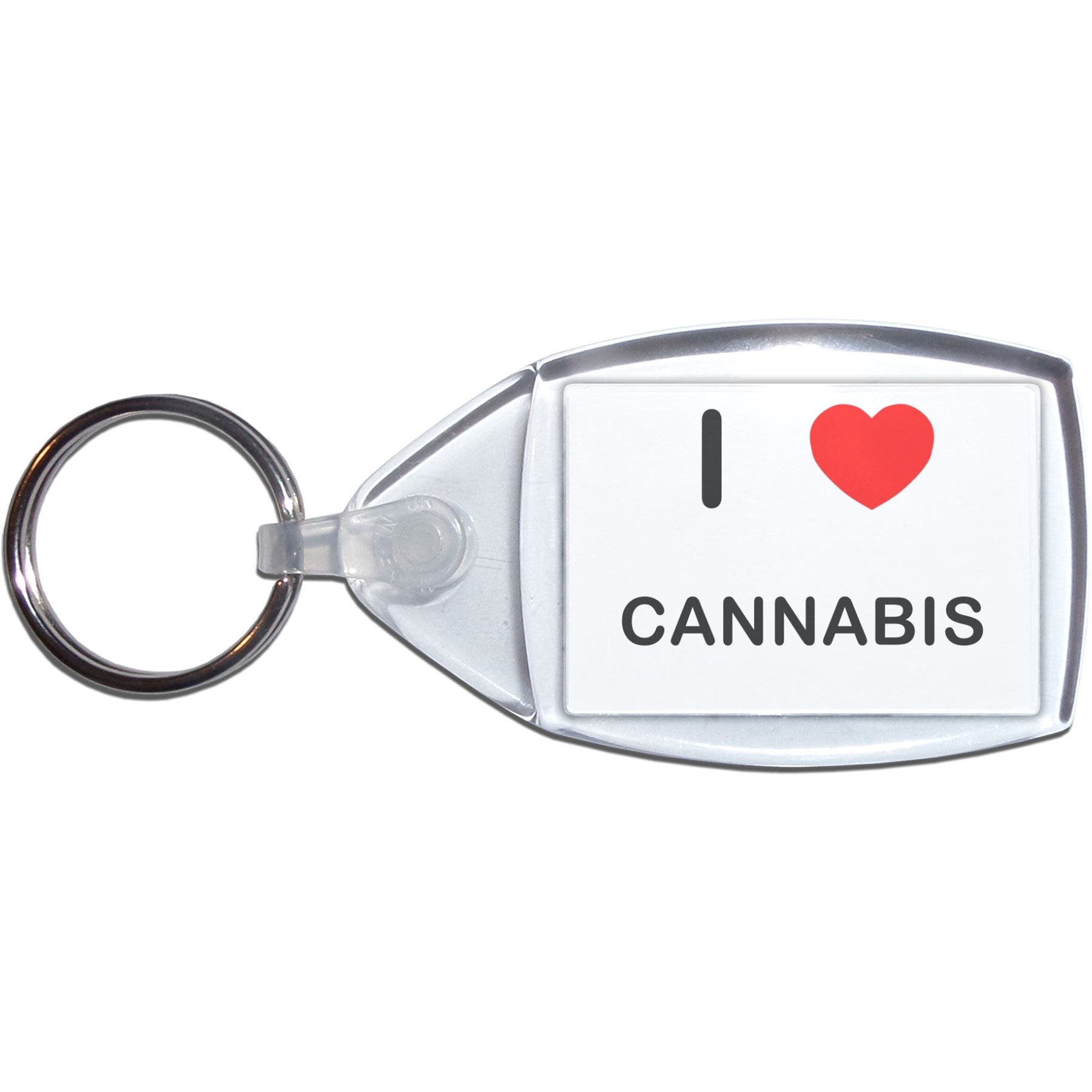 Cannabis I Love Heart Clear Plastic Key Ring (S, M or L) - Picture 7 of 8