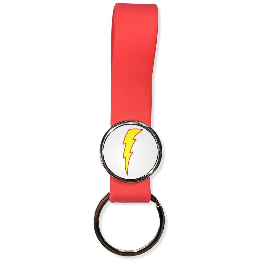 Lightning Bolt White Silicone Loop Key Ring (35mm x 120mm) - Picture 7 of 8