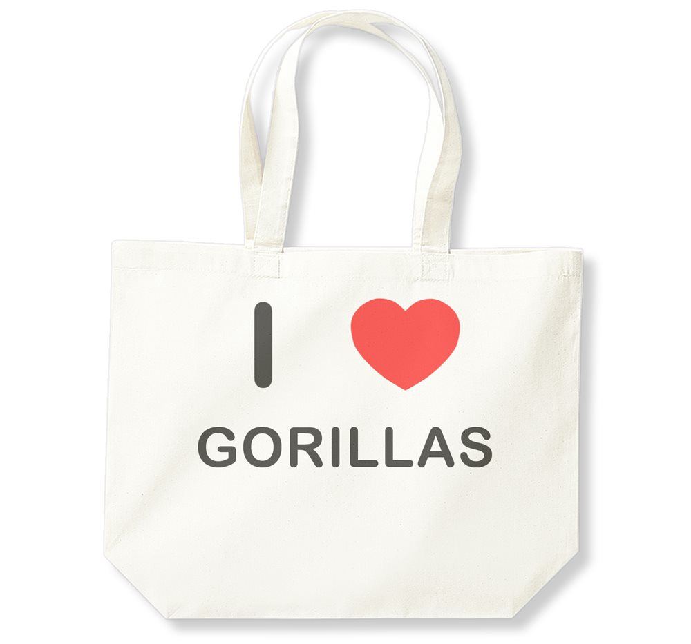 Gorillas I Love Cotton Shopping Bag (Black, White, Natural) - Picture 3 of 8