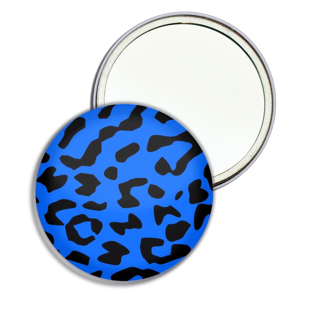 Blue Leopard Print Round Mirror Pocket Compact (55mm or 77mm) - Picture 5 of 6