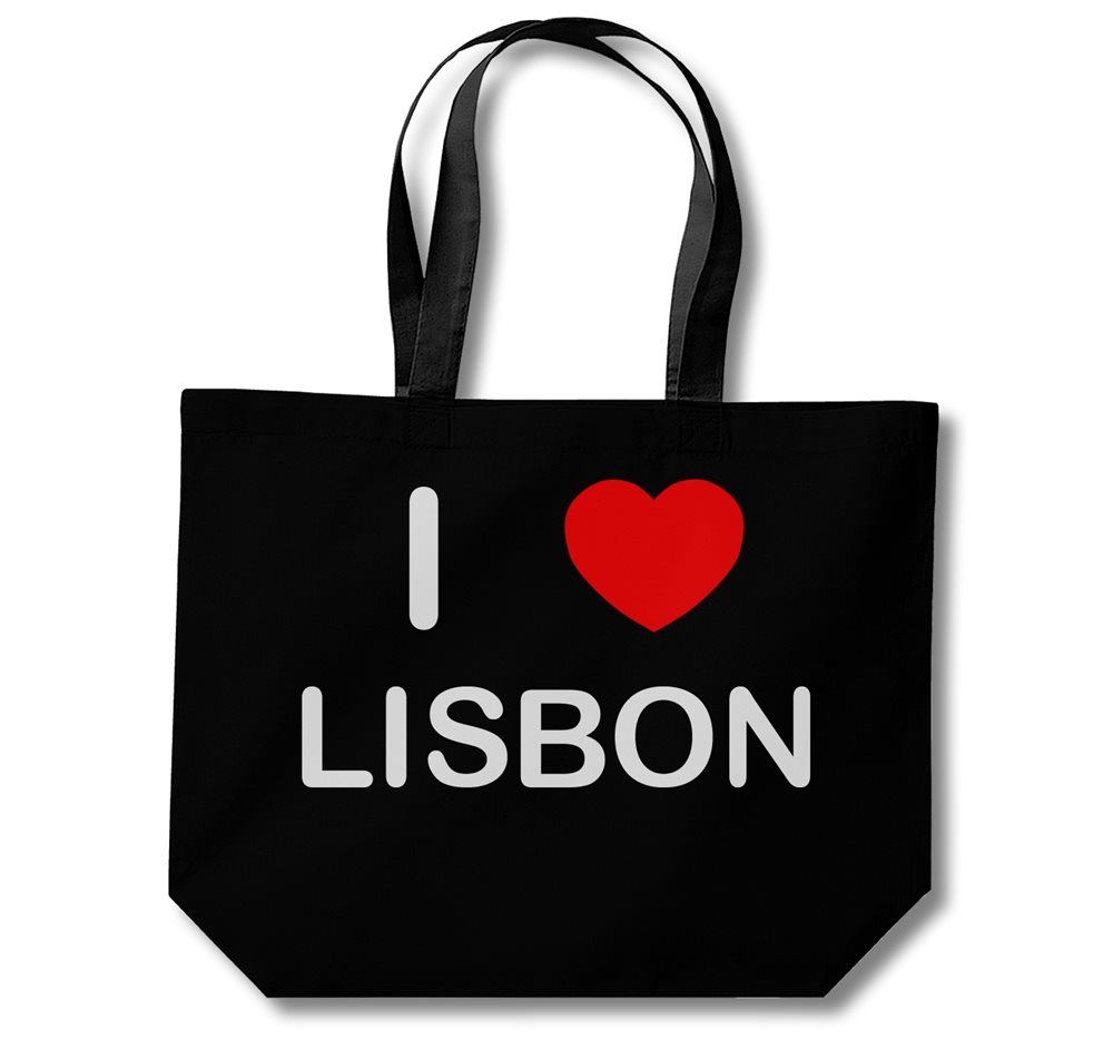 Lisbon I Love Cotton Shopping Bag (Black, White, Natural) - Picture 5 of 8