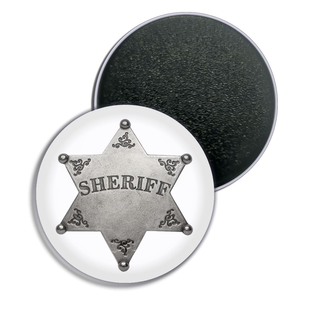 Sheriff Badge Fridge Magnet Button Badge (25, 55 or 77mm) - Picture 2 of 4