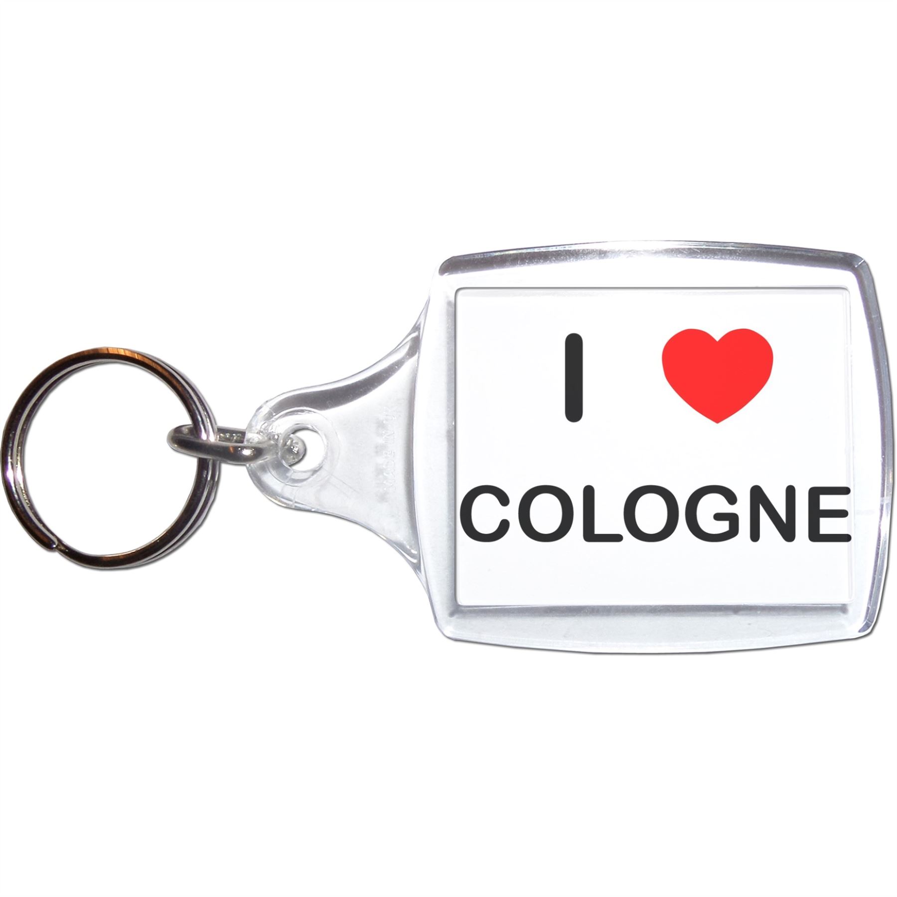 Cologne I Love Heart Clear Plastic Key Ring (S, M or L) - Picture 5 of 8