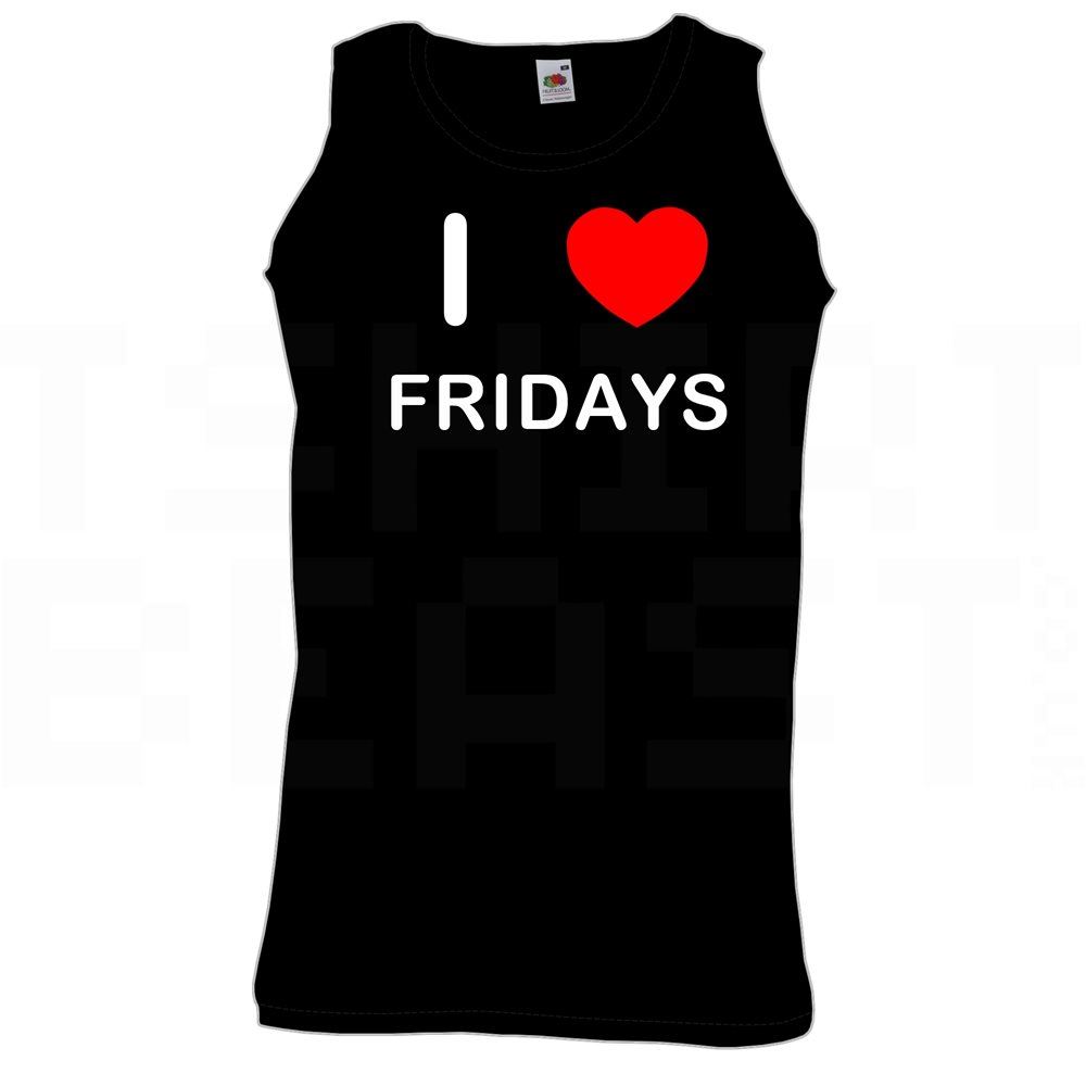 Fridays I Love Heart Vest Adult Crew Neck Athletic Gym Vest - Picture 3 of 18