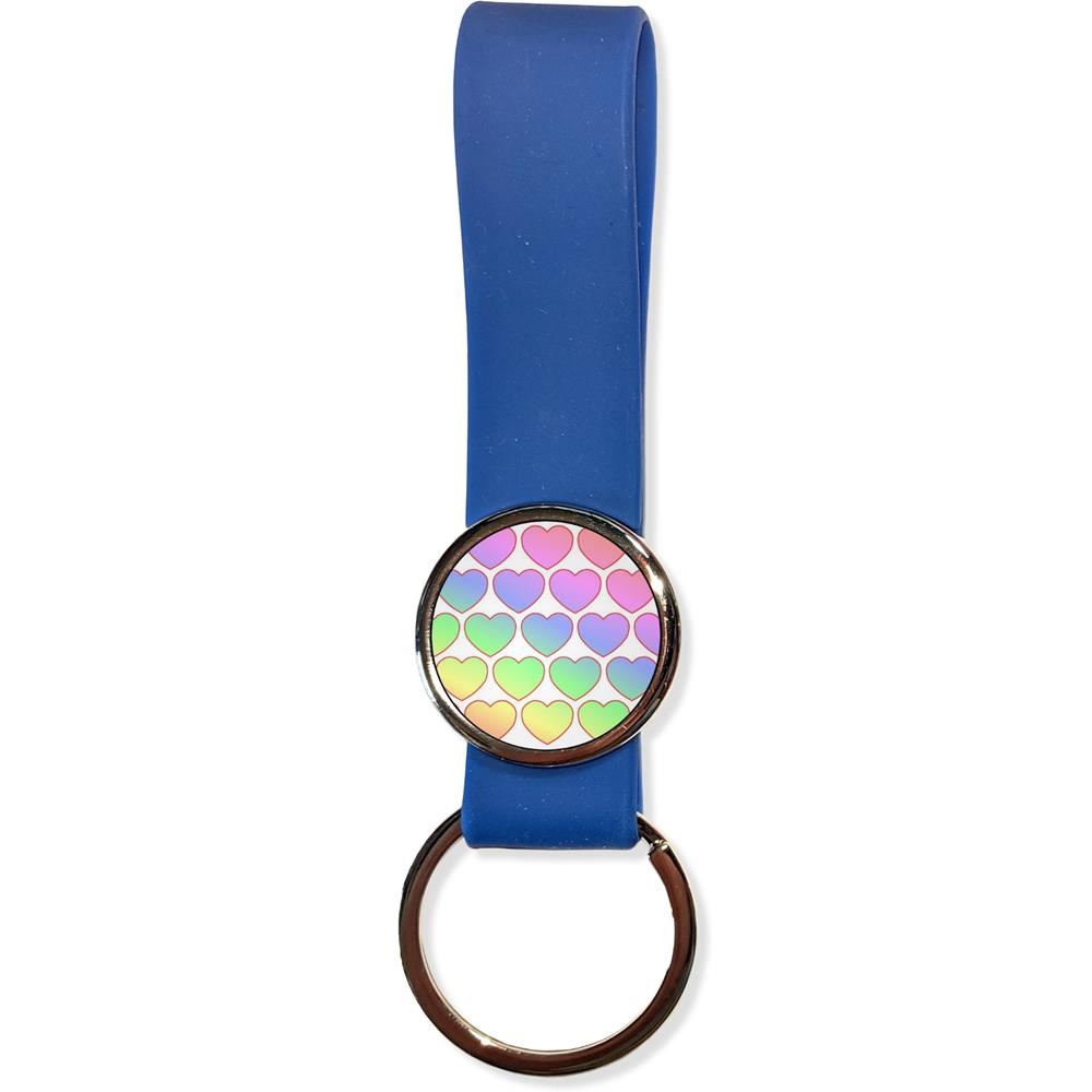 Rainbow Heart Pattern Silicone Loop Key Ring (35mm x 120mm) - Picture 5 of 8