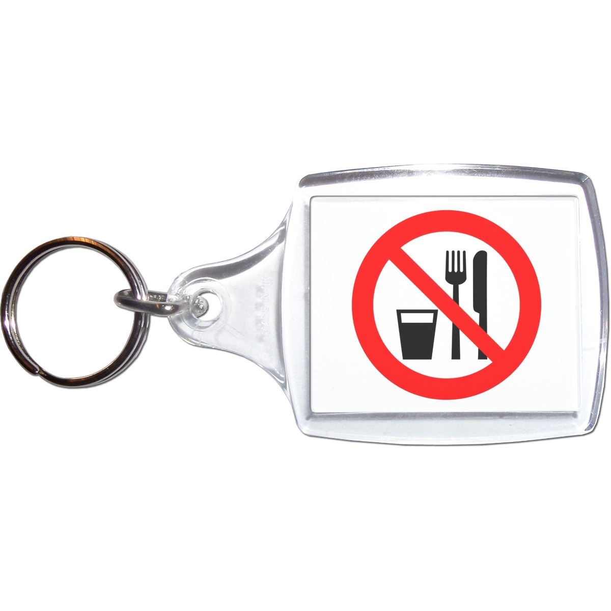 No Food or Drink Clear Plastic Key Ring (S, M or L) - Picture 5 of 8