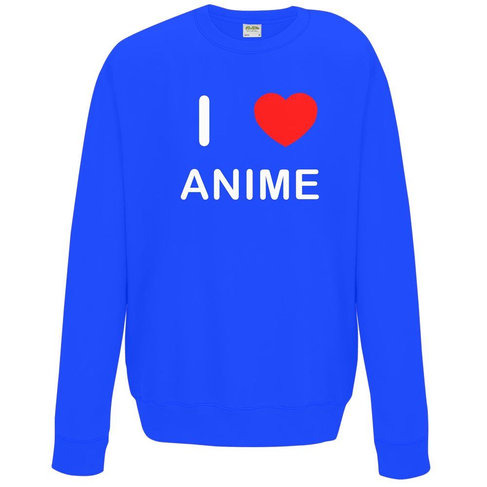 Anime I Love Sweater Pullover Adult Crew Neck Long Sleeved Sweatshirt - Picture 15 of 34