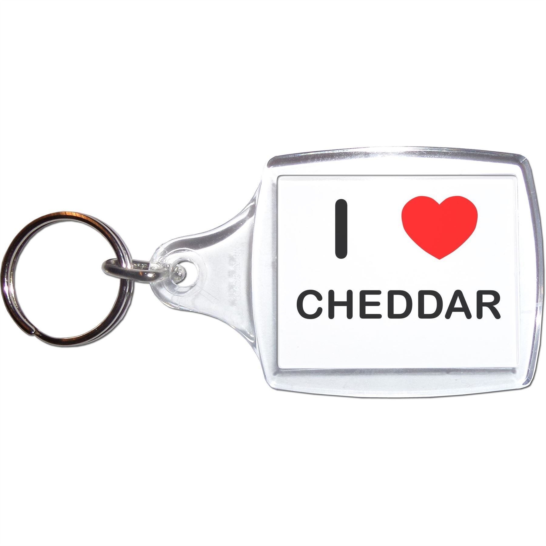 Cheddar I Love Heart Clear Plastic Key Ring (S, M or L) - Picture 5 of 8