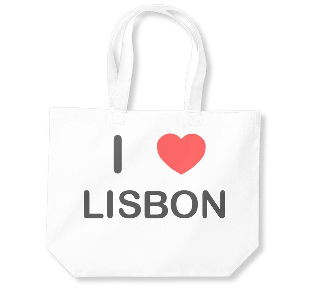 Lisbon I Love Cotton Shopping Bag (Black, White, Natural) - Picture 7 of 8