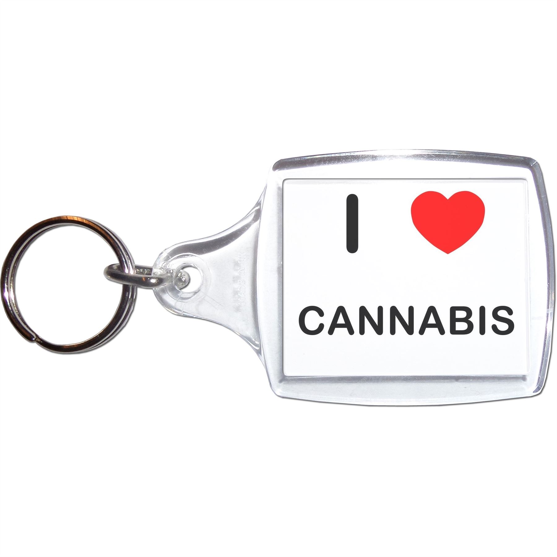 Cannabis I Love Heart Clear Plastic Key Ring (S, M or L) - Picture 5 of 8