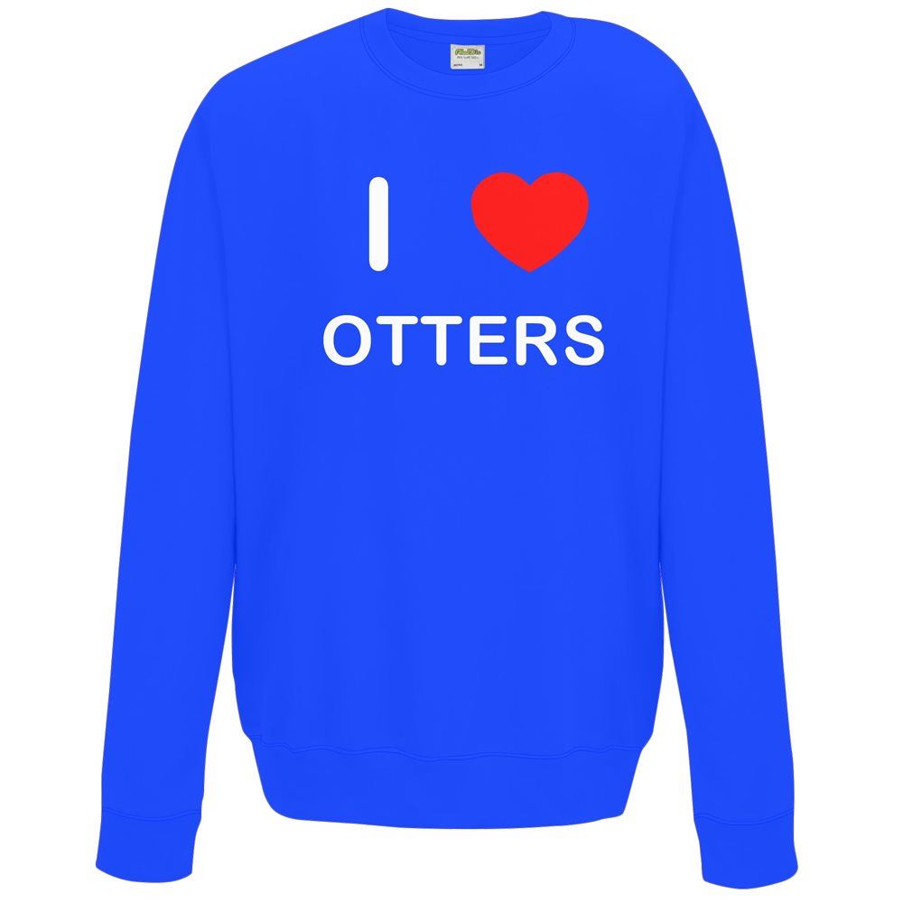 Otters I Love Sweater Pullover Adult Crew Neck Long Sleeved Sweatshirt - Picture 11 of 34