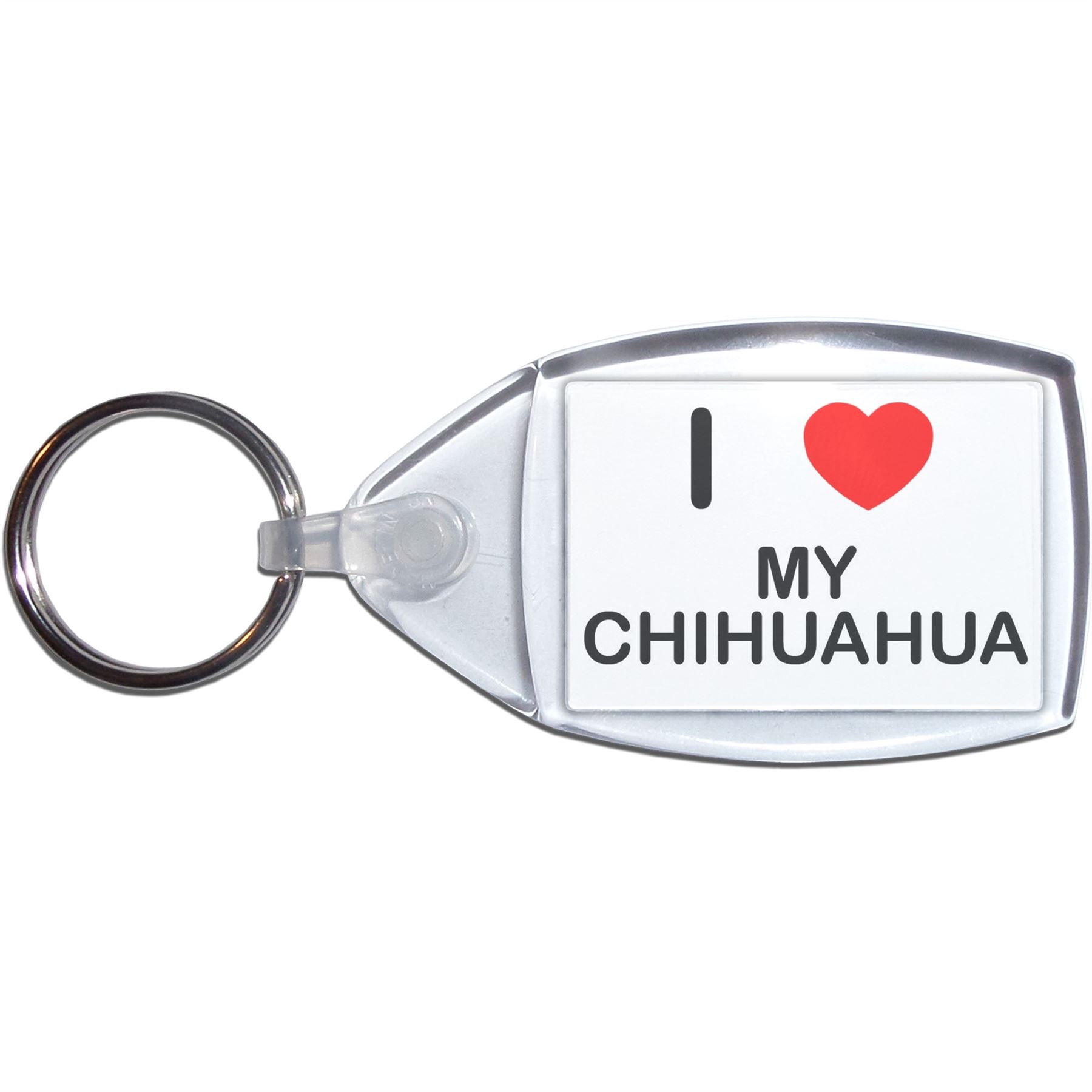 My Chihuahua I Love Heart Clear Plastic Key Ring (S, M or L) - Picture 7 of 8