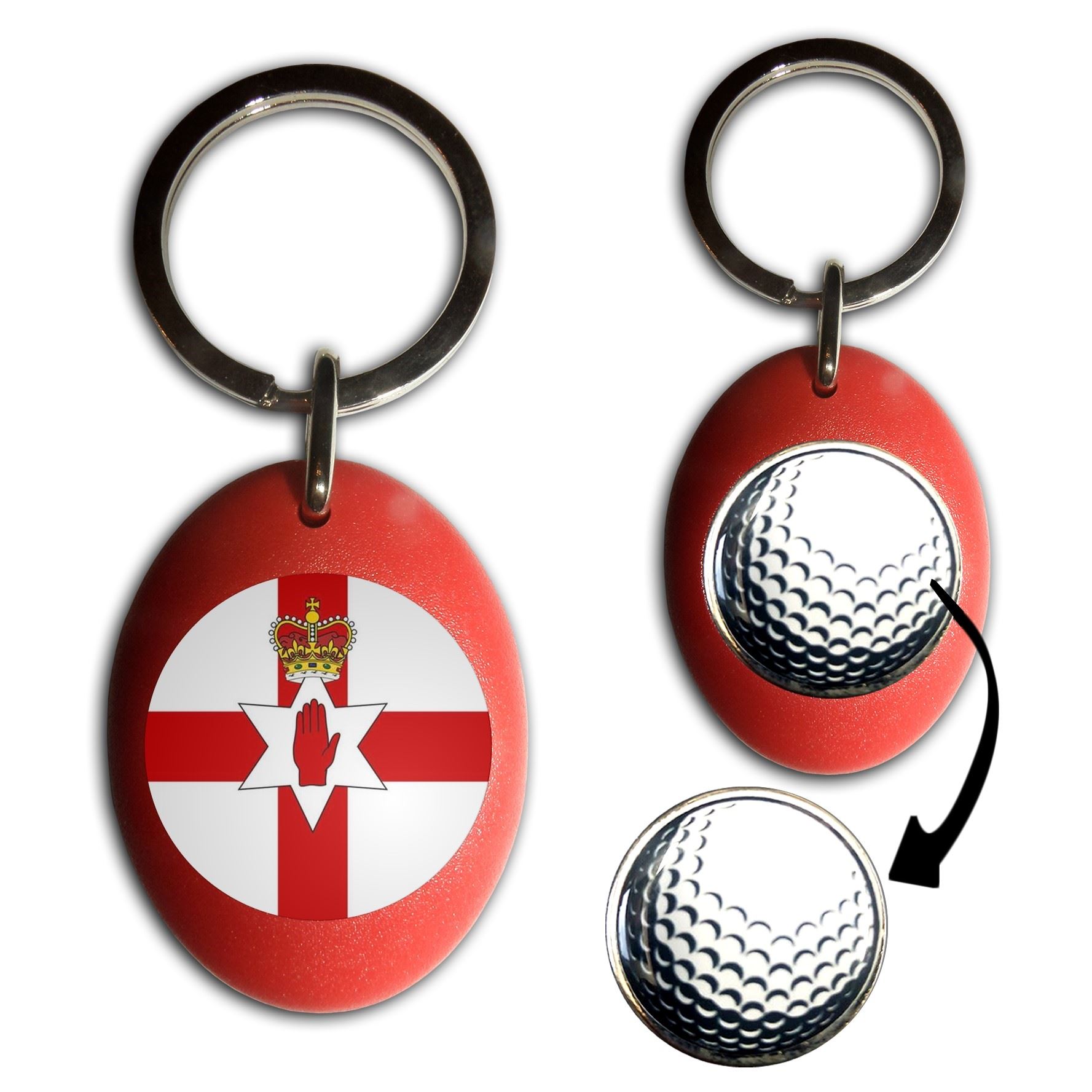 Schlüsselring Golfball Markierung Nordirland Flagge (43 mm x 33 mm) - Bild 7 von 12